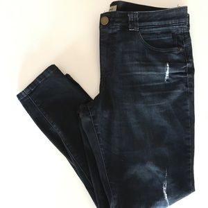 Democracy dark wash distressed jeans